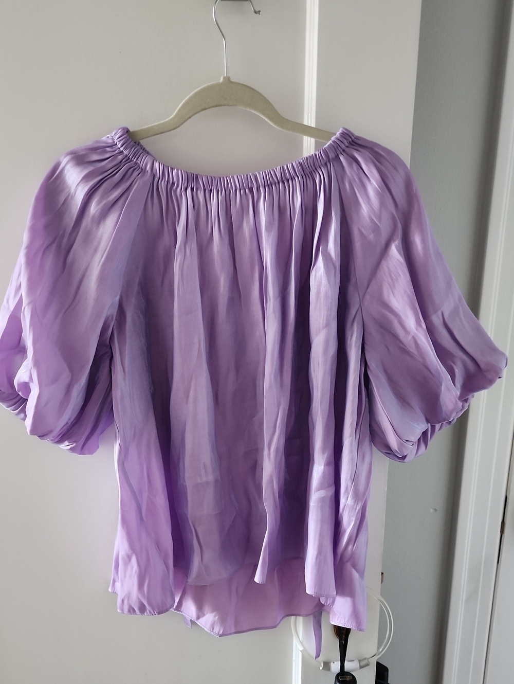 Source Unknown Lavender Off-Shoulder Peasant Blouse